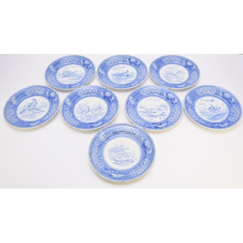 115 - A set of eight Copeland Spode Game Bird series plates, transfer-printed in underglaze blue, with 'Ca... 