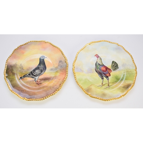 126 - A pair of English bone china cabinet plates handpainted by Richard Budd (former Royal Worcester arti... 