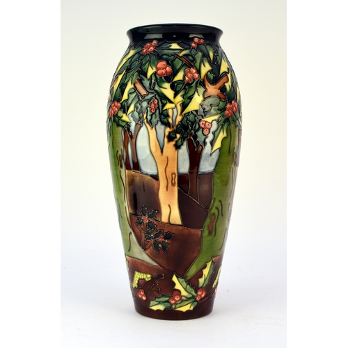 134 - A large Moorcroft vase in the 'Holly Hatch' pattern designed by Rachel Bishop, dated 1998, 36cm high