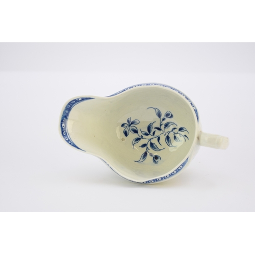 2 - A large Worcester 'Strap-fluted Floral' sauceboat circa 1770-75 painted in underglaze blue, moulded ... 