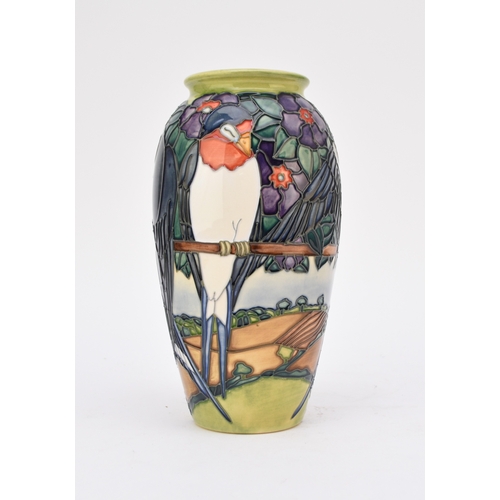 227 - A Moorcroft vase in the 'Swallows' pattern designed by Rachel Bishop, dated 1999, a limited edition ... 