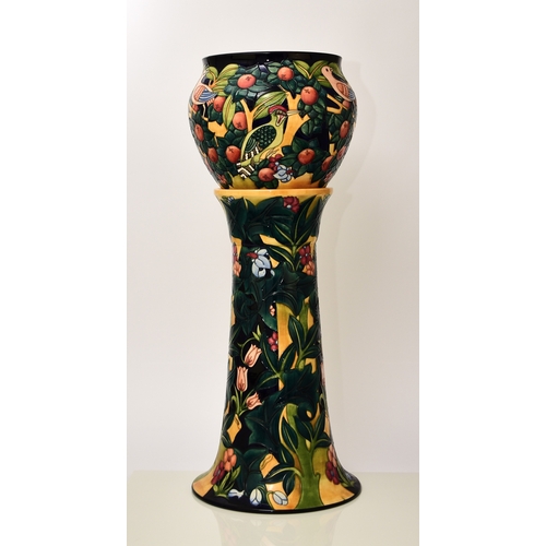 232 - A Moorcroft Prestige jardiniere and stand in the Tree Bark Thief pattern, designed by Rachel Bisho... 