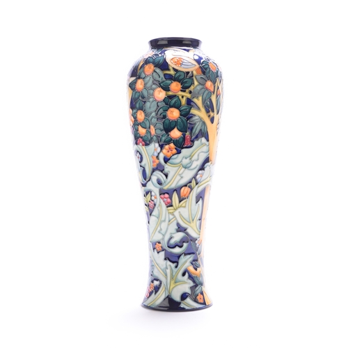 235 - A tall Moorcroft vase in the 'Tree Bark Thief' pattern designed by Rachel Bishop, dated 1996, a limi... 