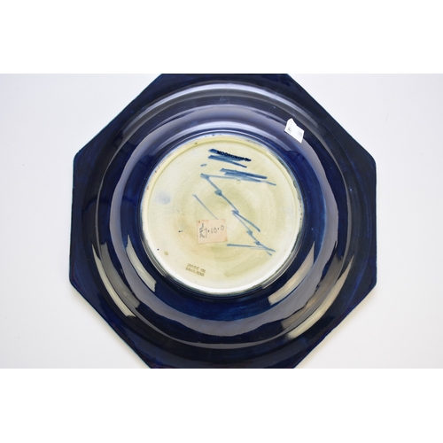 256 - A William Moorcroft 'Moonlit Blue' landscape octagonal bowl, circa 1924, impressed marks and facsimi... 