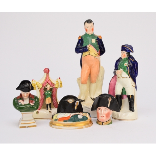 30 - A group of Napoleon-related pottery, 19th century comprising a Dudson spill holder group of Napoleon... 