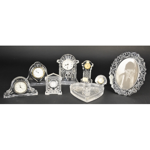 306 - Six Waterford Crystal mantel timepieces with Quartz movements, including a Wharton clock, miniature ... 