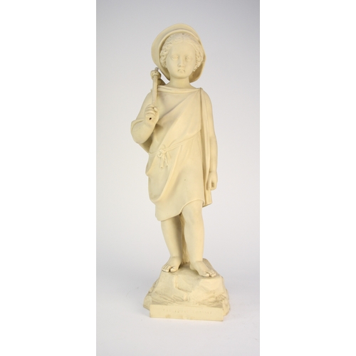 45 - A Copeland parian figure of the 'Young Emigrant' modelled by Edgar G Papworth, impressed markings in... 