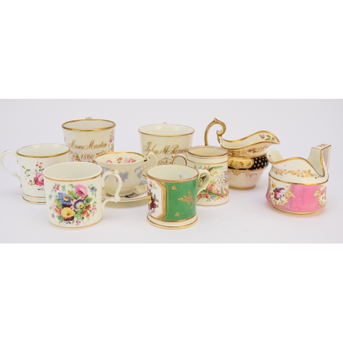 47 - A small group of English porcelain and bone china early-mid 19th century comprising a H&R Daniel cre... 