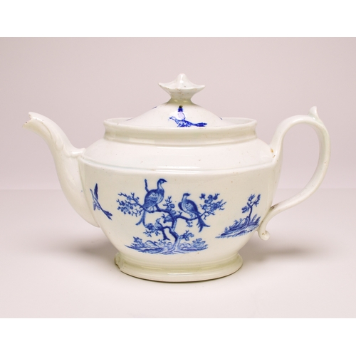 79 - A John Rose Coalport 'Birds in Branches' teapot and cover, circa 1810-15 transfer-printed in undergl... 