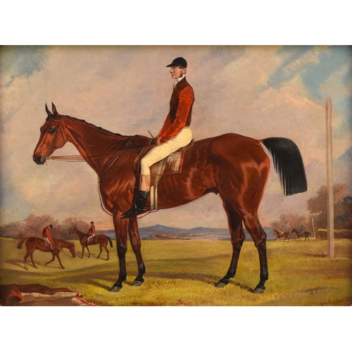 332 - Fred Henderson (act.1852-1860) Bay Racehorse with Jockey, signed and dated '1855 lower right, oil on... 