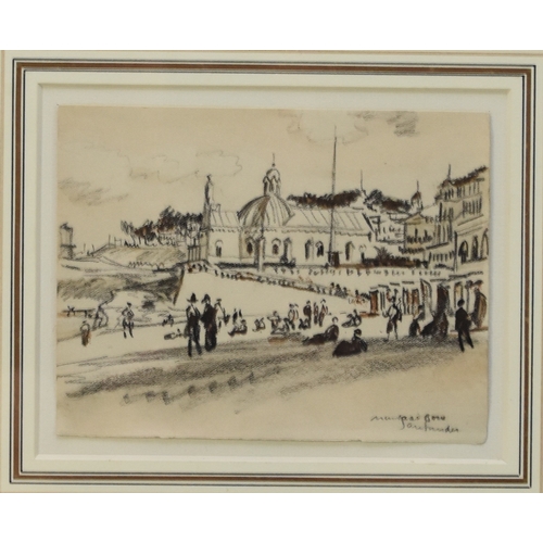 345 - Sir Muirhead Bone RWS RA (Scottish 1876-1953) Santander, Spain, crayon, pastel and wash, 11 x 14.5 c... 