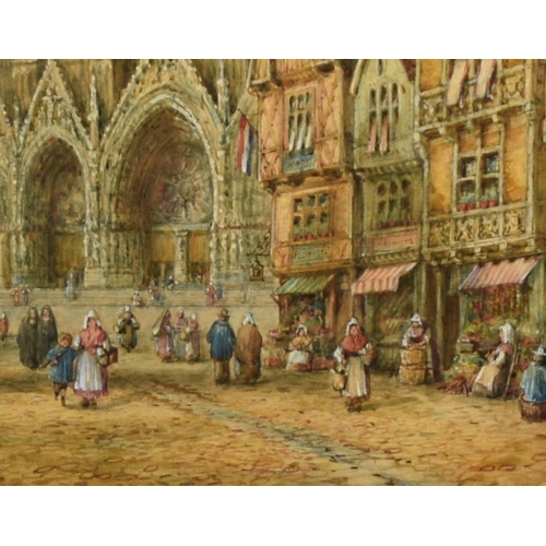 367 - Continental School (19th Century) Rheims Cathedral, signed 'M Schafer' lower left, watercolour, 46 x... 