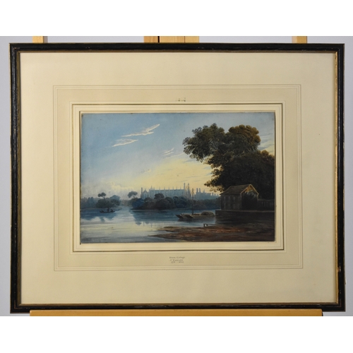 375 - Attributed to John Varley (1778-1842) Eton College at Dusk, watercolour, 24.8 x 37.5 cm, frame 52 x ... 