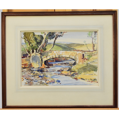 376 - Samuel John Lamorna Birch RA RWS RWA (1867-1955) Moorland Bridge, signed lower right, watercolour, 2... 