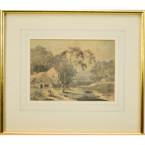 378 - Attributed to Paul Sandby (1730-1809) A View in North Wales, watercolour, 15 x 20.5 cm, frame 31 x 3... 