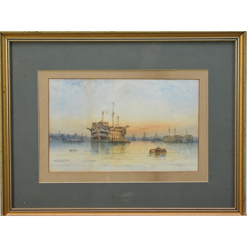 379 - George Gregory (1849-1938) Estuary Scene with Moored Vessels, signed lower left, 1902, watercolour, ... 