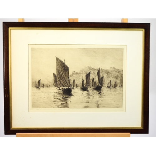 405 - William Lionel Wyllie RA RWS (1851-1931) Fishing Luggers off Dover, signed lower right, 1905, etchin... 