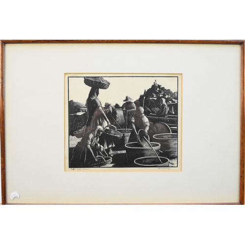 406 - Clare Leighton (1898-1989) Grape Harvest, signed lower right, titled and numbered 8/60, wood engravi... 