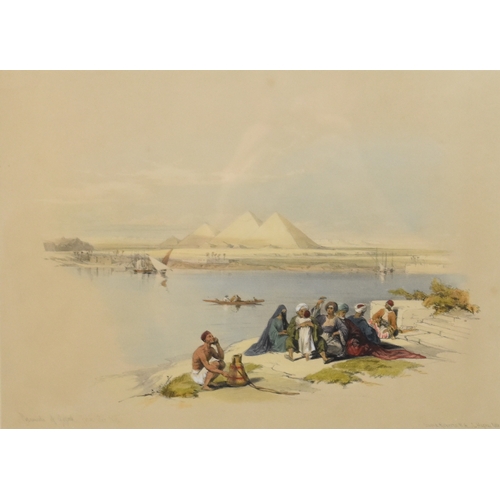 409 - After David Roberts (1796-1864) The Pyramids from the Nile, lithograph, published F.G. Moon, 25.3 x ... 