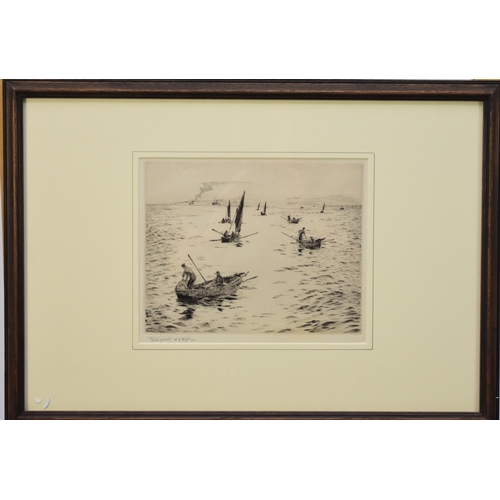 411 - William Lionel Wyllie RA RWS (1851-1931) Portsmouth Fishing Boats, trial proof, etching, 18.5 x 23 c... 