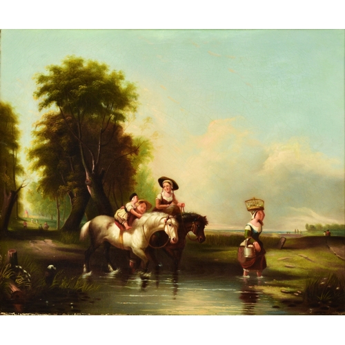 430 - After William Shayer (1787-1879), Attributed to J. H. Thompson (19th Century) Through a Ford, a fami... 