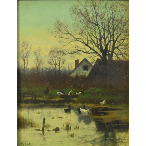 455 - William Frederick Hulk (1852-1922) Pool and River Scenes with Ducks and Swans, signed lower left, oi... 