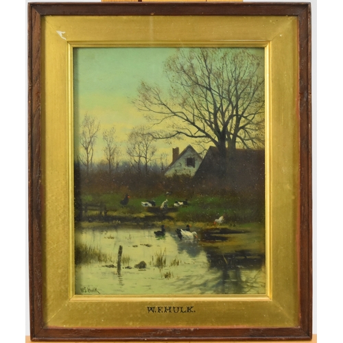 455 - William Frederick Hulk (1852-1922) Pool and River Scenes with Ducks and Swans, signed lower left, oi... 