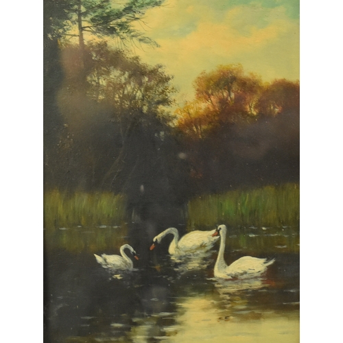 455 - William Frederick Hulk (1852-1922) Pool and River Scenes with Ducks and Swans, signed lower left, oi... 