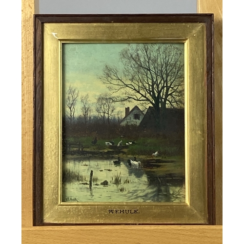 455 - William Frederick Hulk (1852-1922) Pool and River Scenes with Ducks and Swans, signed lower left, oi... 