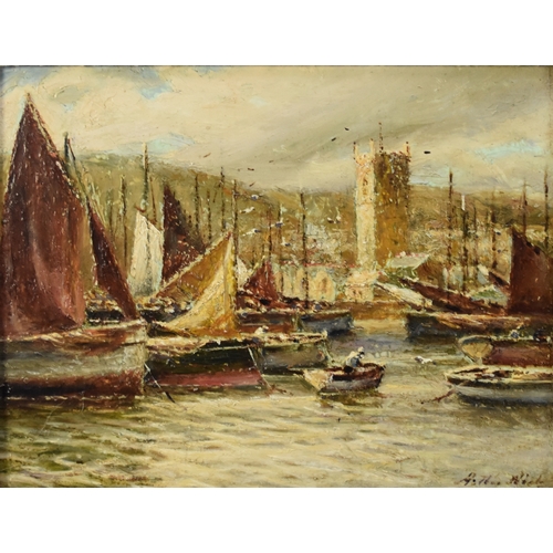 460 - Arthur White (1865-1953) Fishing Boats, St Ives Harbour, signed lower right, oil on board, 46 x 56 c... 