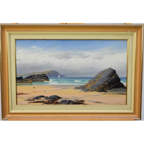 465 - David James (1853-1904) Low Tide in a Cornish Bay, signed and dated '92 lower right, oil on canvas, ... 