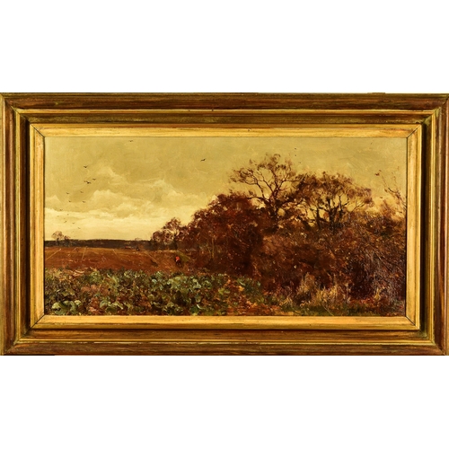 467 - Edward Wilkins Waite (1854-1924) Hunt in Pursuit across the fields in an Autumnal Landscape, signed ... 