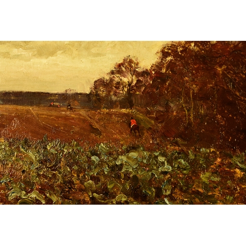 467 - Edward Wilkins Waite (1854-1924) Hunt in Pursuit across the fields in an Autumnal Landscape, signed ... 