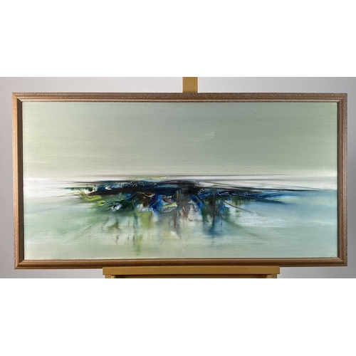 479 - Kit Barker (1916-1988) Distant Bay, Lleyn, abstract landscape, signed and titled verso, oil on canva... 