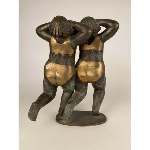 481 - Geraldine Knight (1932-2008) Two Runners 1570 and 104, polished bronze, verdigris bronze, signed and... 