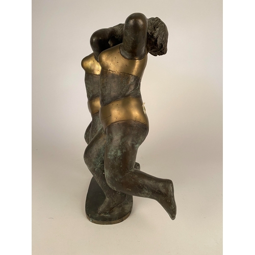 481 - Geraldine Knight (1932-2008) Two Runners 1570 and 104, polished bronze, verdigris bronze, signed and... 