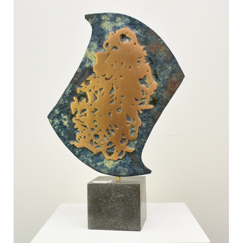 491 - Philip Hearsey (b.1946) Lets Go III, monogram signature, bronze on slate composite base, abstract sc... 