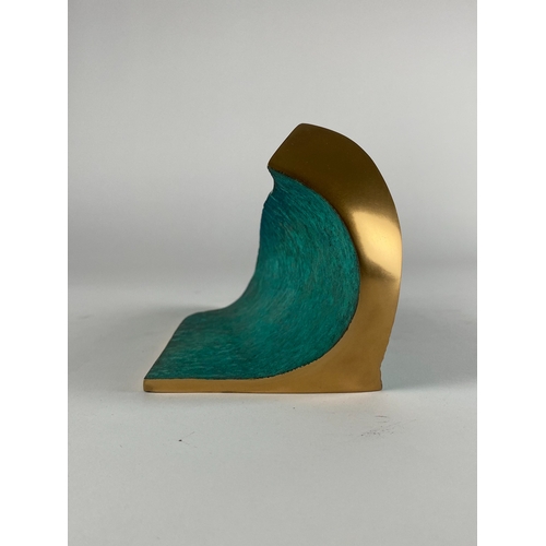 494 - Philip Hearsey (b.1946) Shorewind I, monogram signature, bronze, abstract sculpture,13 x 22 x 13 cm