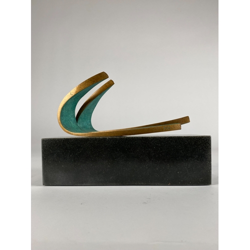 495 - Philip Hearsey (b.1946) Summer Wind 8, monogram signature, bronze on slate composite base, abstract ... 