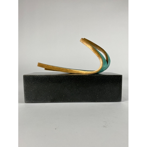 495 - Philip Hearsey (b.1946) Summer Wind 8, monogram signature, bronze on slate composite base, abstract ... 