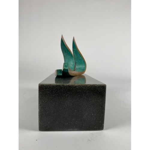 495 - Philip Hearsey (b.1946) Summer Wind 8, monogram signature, bronze on slate composite base, abstract ... 