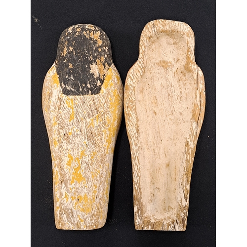 533 - A reproduction Shabti and coffin case, late 19th to early 20th century A miniature wooden coffin con... 