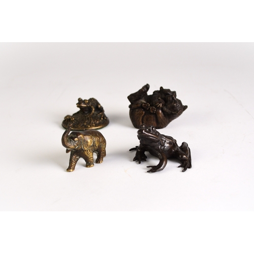 549 - A group of four small bronze animal figures, 20th century All naturalistically modelled and includin... 