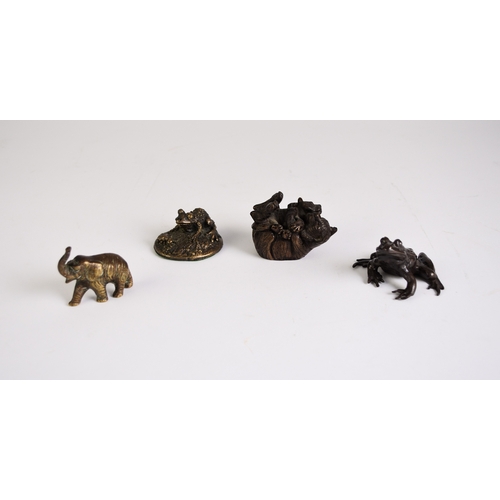 549 - A group of four small bronze animal figures, 20th century All naturalistically modelled and includin... 