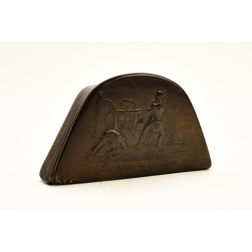 552 - A group of four pressed horn bicorn snuff boxes of Napoleonic interest, 19th century Each modelled i... 