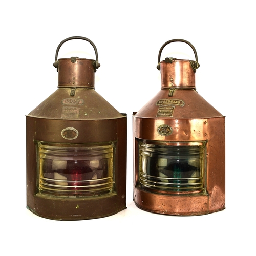 572 - A numbered pair of Meteorite copper ship's masthead directional lanterns Early 20th century, labelle... 