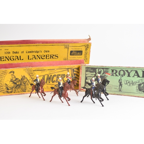 579 - Five Britain's boxed sets of lead soldiers: Set 33, The 16th/5 Lancers; set 128, The 12th Royal Lanc... 