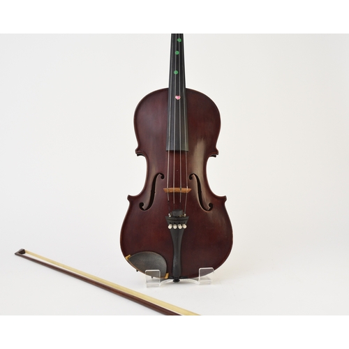 590 - An early 20th century violin, style of Bergonzi One piece back, of reddish brown colour, labelled in... 