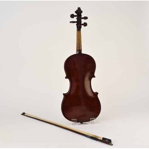 590 - An early 20th century violin, style of Bergonzi One piece back, of reddish brown colour, labelled in... 