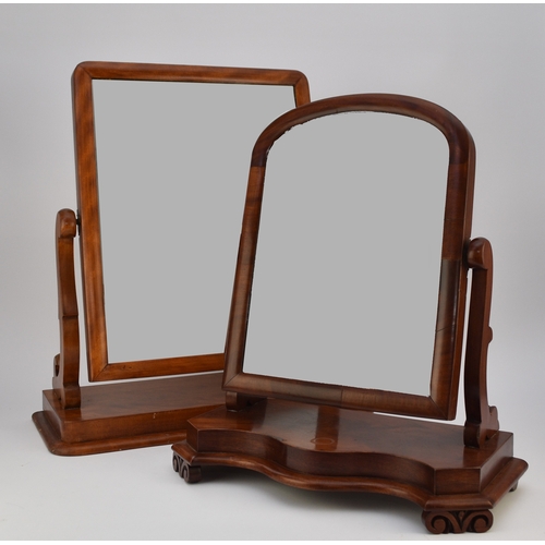 665 - Two Victorian mahogany toilet mirrors The first of arch-top form on a serpentine shape base, 56cm hi... 